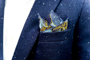 Golden Floral Berry Pocket Square