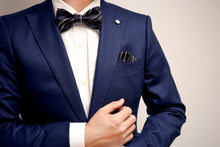 Load image into Gallery viewer, Navy Blue Striped Pocket Square