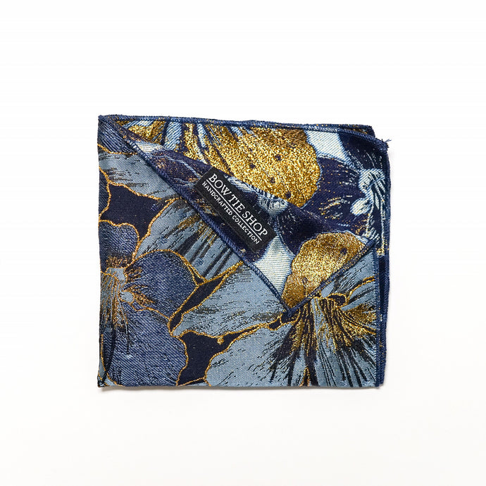 Golden Floral Berry Pocket Square