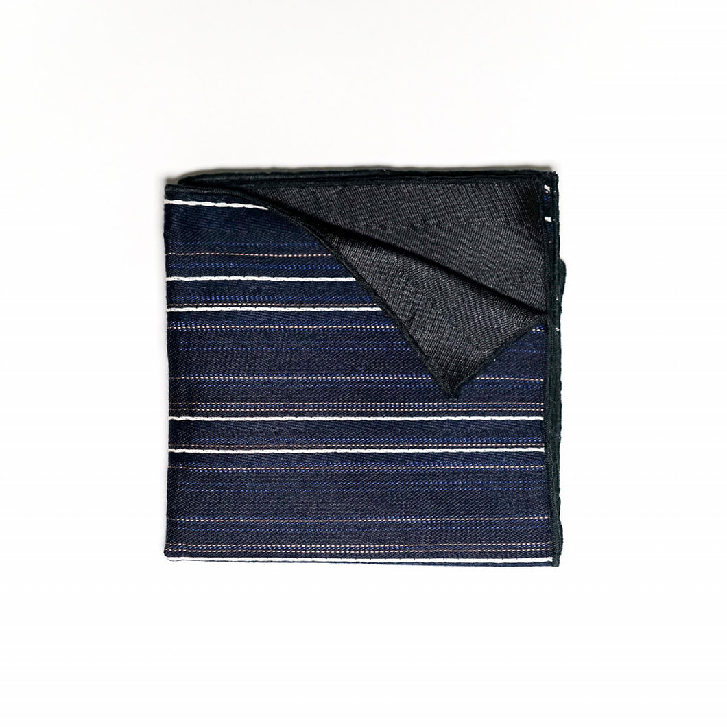 Navy Blue Striped Pocket Square